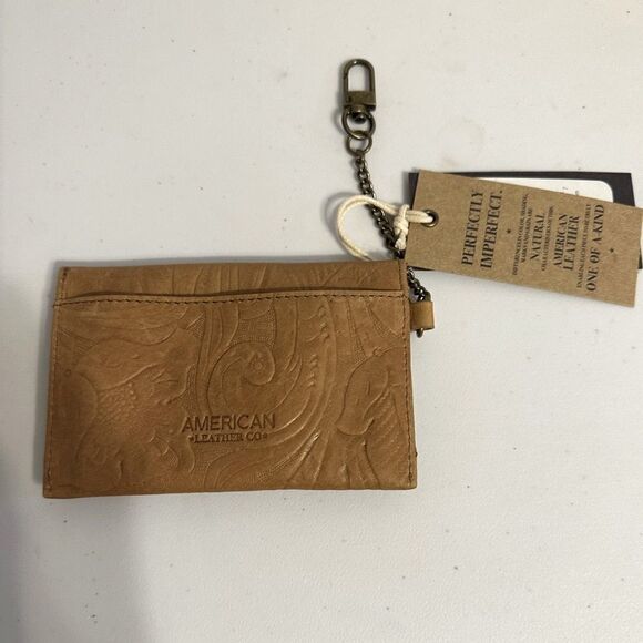 American Leather Co. Monica Coin Purse in Cafe Latte Tooled NWT - Picture 4 of 7